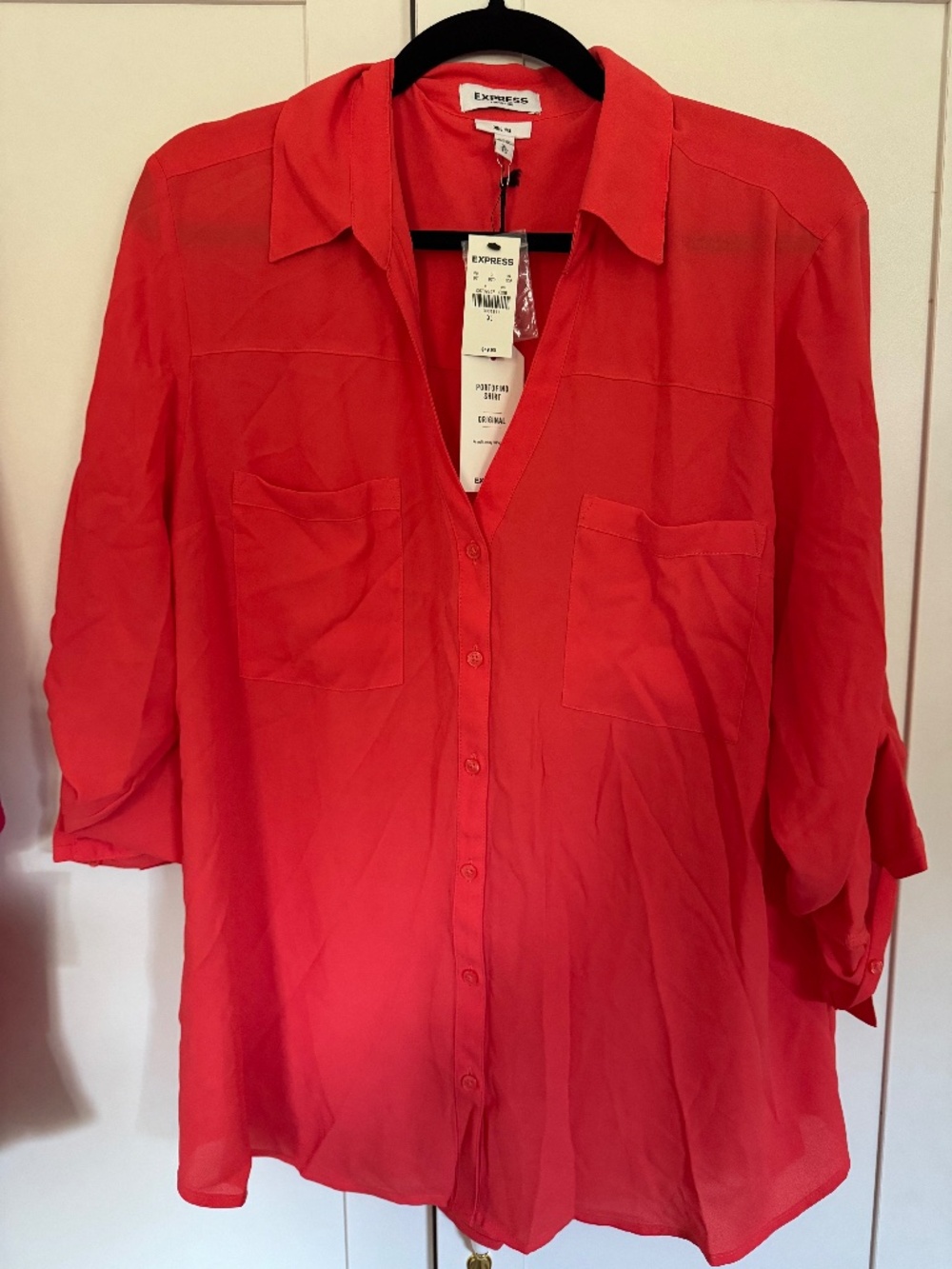 NWT Express Portofino Shirt XL Coral Peach Original Fit Button Down